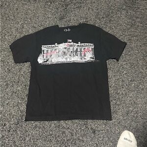 Men's Black Graphic Tee with White House Design